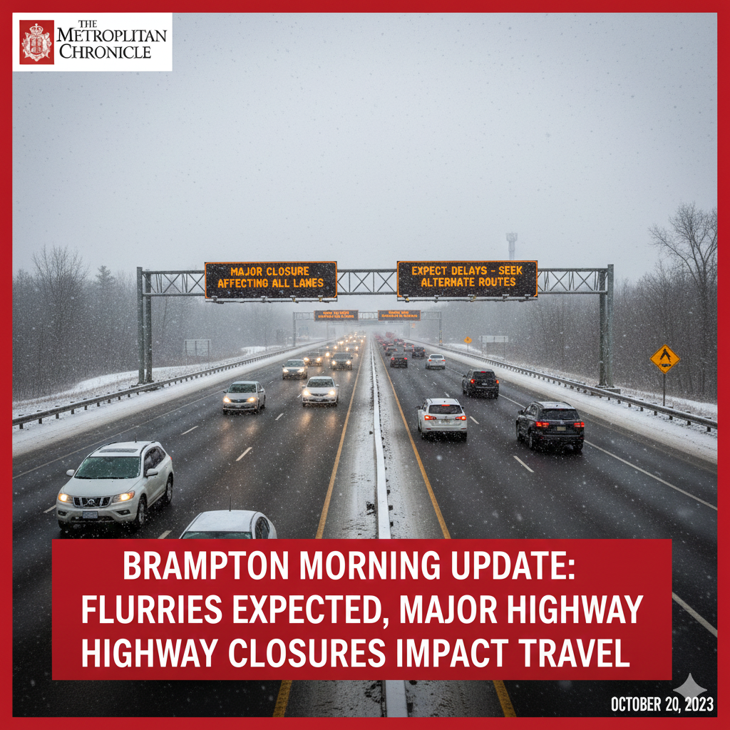 Brampton Morning Update: Flurries Expected, Major Highway Closures Impact Travel on December 20