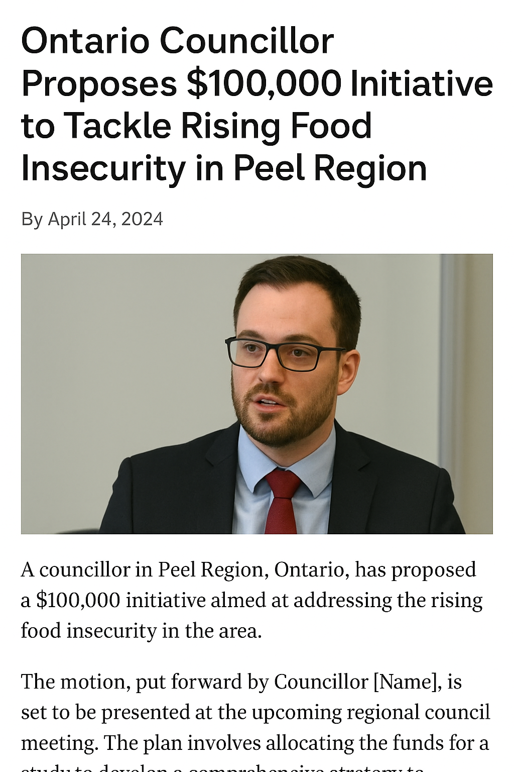 Ontario Councillor Proposes $100,000 Initiative to Tackle Rising Food Insecurity in Peel Region