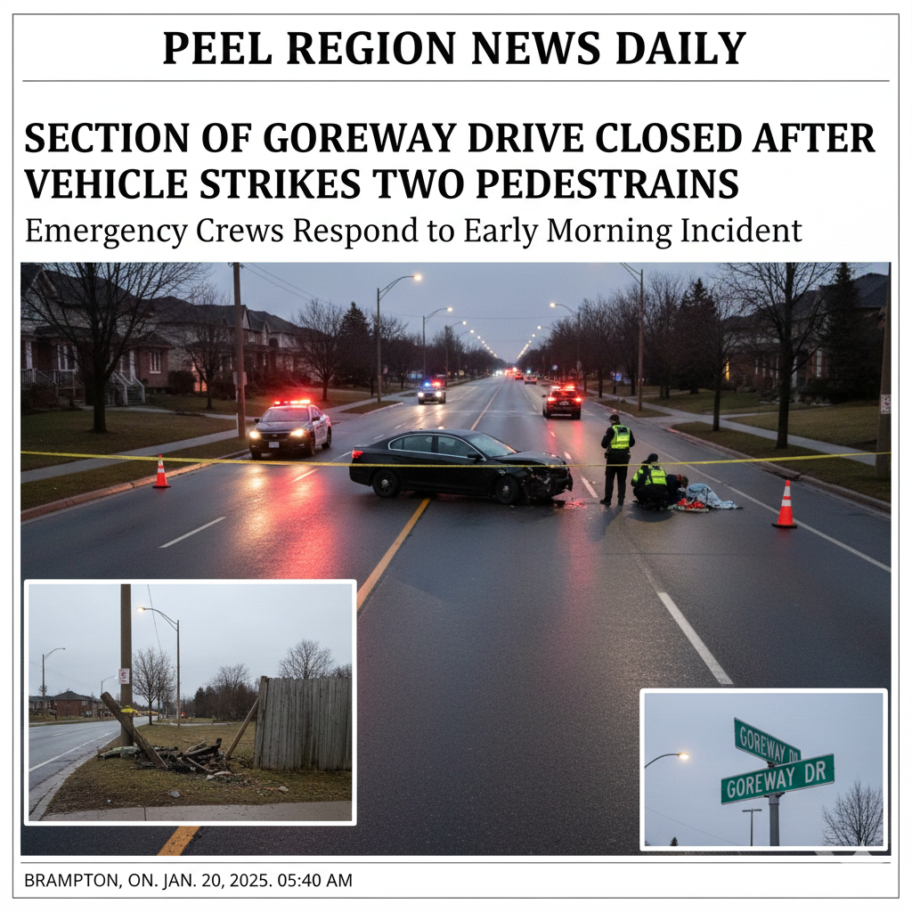 Section of Goreway Drive Closed After Vehicle Strikes Two Pedestrians in Brampton